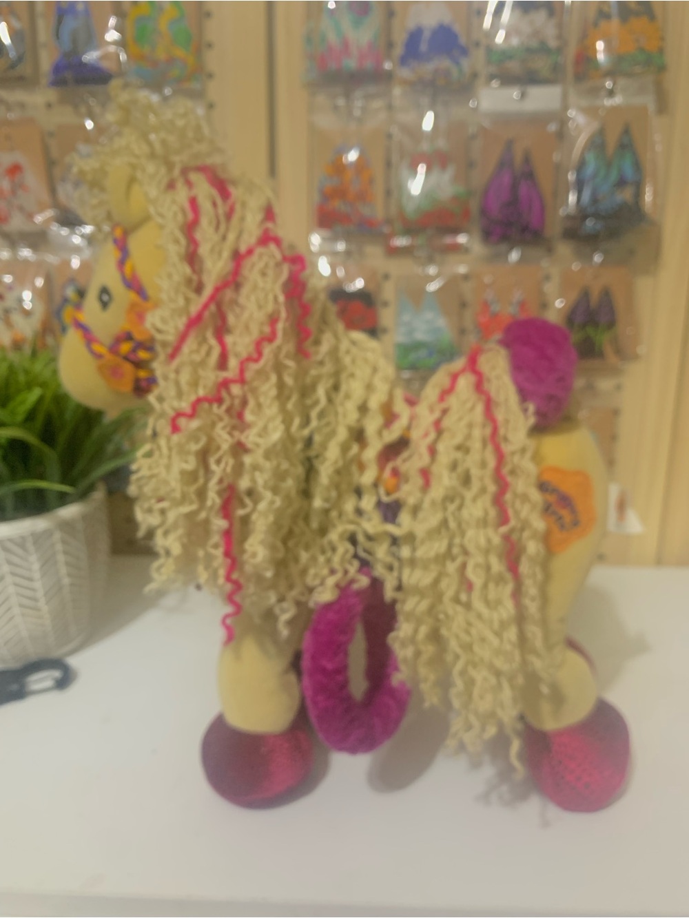 Groovy girls Plush Horse with Curly Yarn Mane - Yellow & Fuchsia 2007